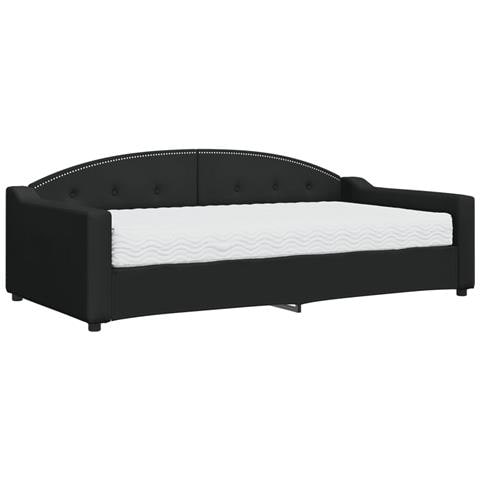 Divano Letto Con Materasso Nero 100x200 Cm In Tessuto - Foto 1