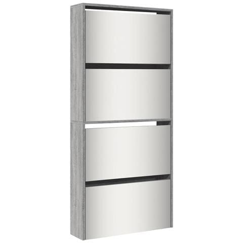Scarpiera Con Specchio A 4 Livelli Grigio Sonoma 63x17x134 Cm - Foto 2