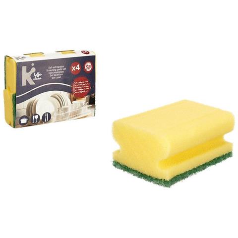 Set Di Spugne Giallo Verde Poliuretano Fibra Abrasiva 4 Pezzi (11 Unità) - Foto 2
