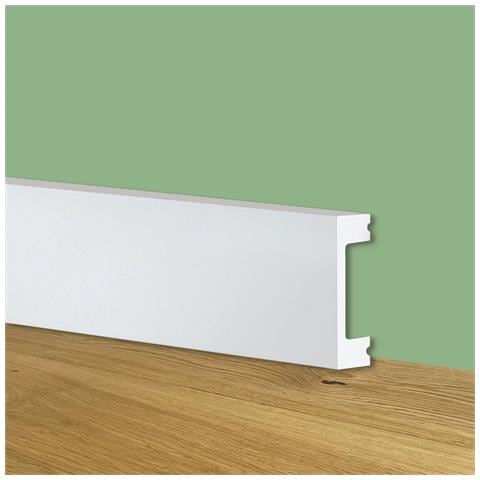 120ml Bancale Di Battiscopa Squadrato Bianco Passacavo 50x20x2000mm In Polimeri - Foto 1