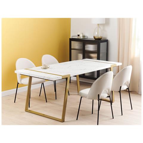 Tavolo Da Pranzo Bianco E Oro 90 X 200 Martynika - Foto 1