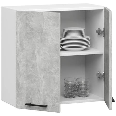 Mobile da cucina pensile OLIWIA, 2 ante, 60x30x58 cm, Colore Bianco e Grigio Cemento - Foto 2