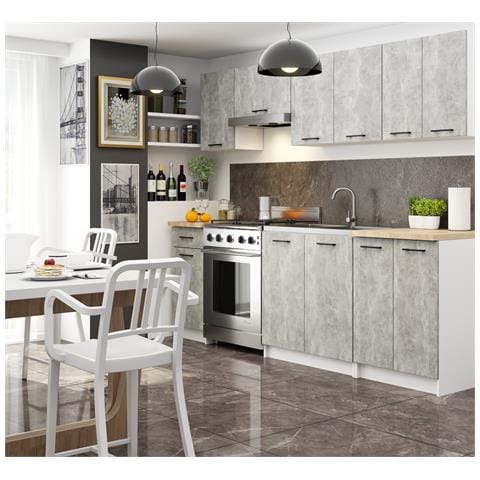 Mobile da cucina pensile OLIWIA, 2 ante, 60x30x58 cm, Colore Bianco e Grigio Cemento - Foto 5