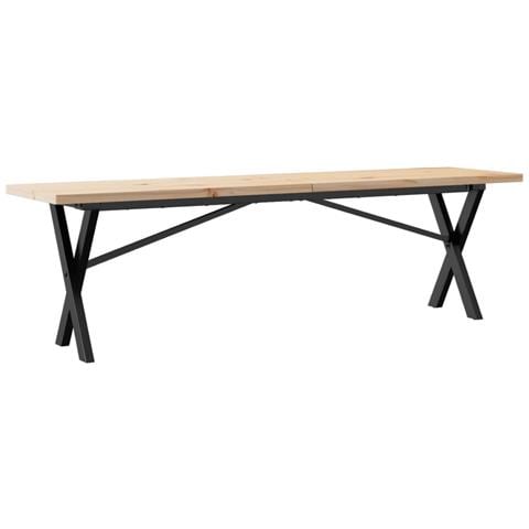 Tavolino Salotto Telaio A X 160x40x45,5cm Massello Pino E Ghisa - Foto 2