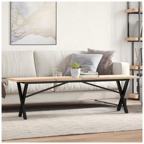 Tavolino Salotto Telaio A X 160x40x45,5cm Massello Pino E Ghisa - Foto 1
