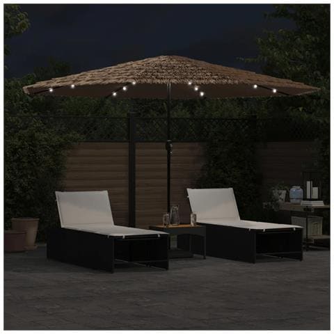 Ombrellone Giardino Led E Palo In Acciaio Marrone 388x388x248cm - Foto 3