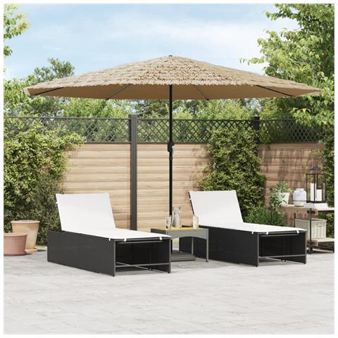 Ombrellone Giardino Led E Palo In Acciaio Marrone 388x388x248cm - Foto 1