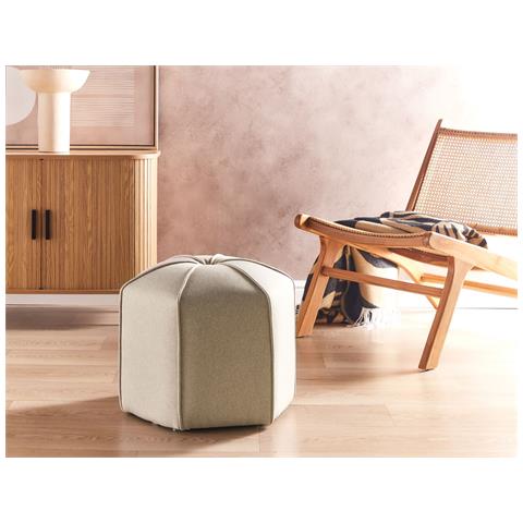 Pouf Wishek Lino Sintetico Beige - Foto 1