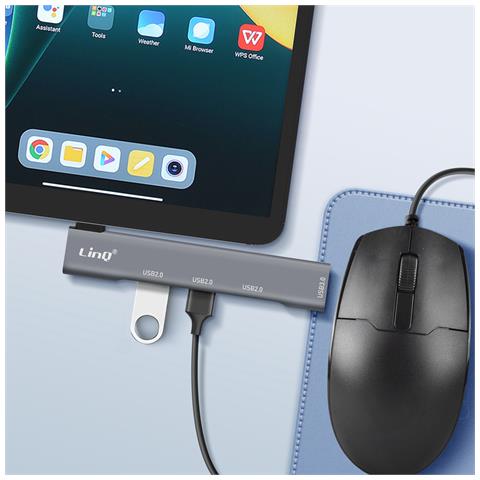 Adattatore Hub Usb-c Per Macbook Con 4x Usb 3.0 5gbps Otg, Argento - Foto 2