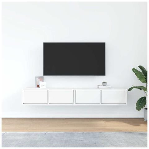 Mobili TV a Parete 2pz Bianchi 80x31x25,5 cm Legno Multistrato - Foto 2