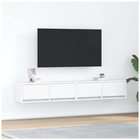 Mobili TV a Parete 2pz Bianchi 80x31x25,5 cm Legno Multistrato - Foto 1