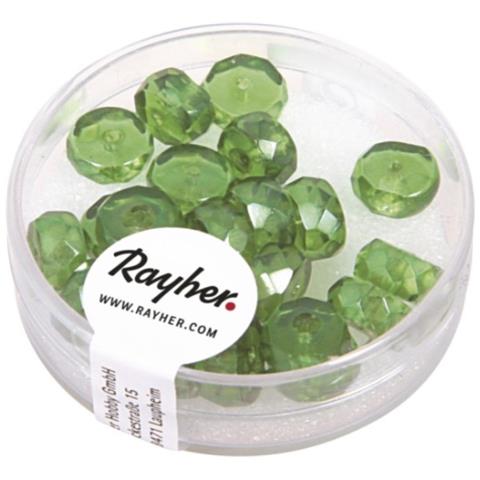 Rayher - 22 Pezzi - Perle In Vetro A Rondella 4x8mm - Colore Verde Maggio - Foto 1