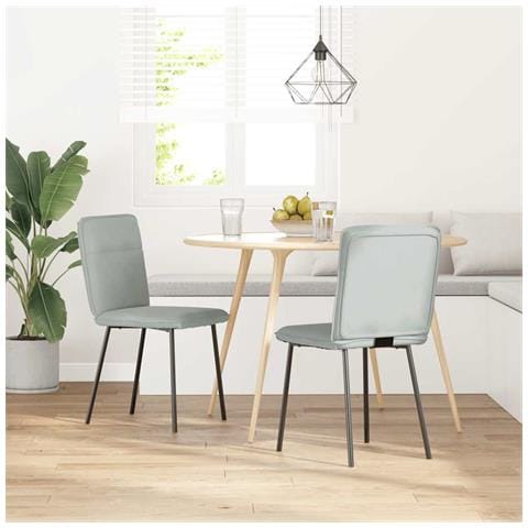 Sedie Da Pranzo 2 Pz Grigio Chiaro In Velluto - Foto 2