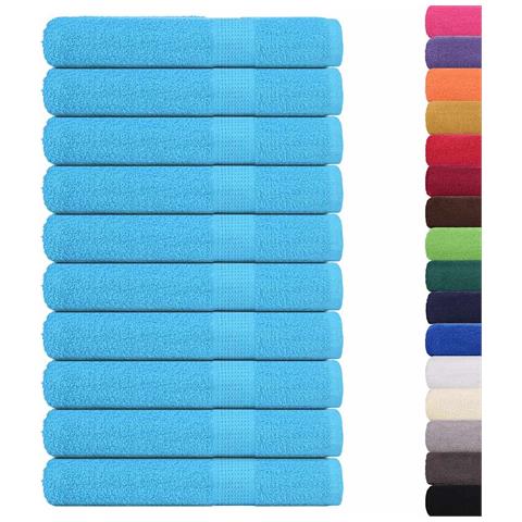 Asciugamani 10 Pz Turchesi 100x200 Cm 360 G/m 100% Cotone - Foto 2