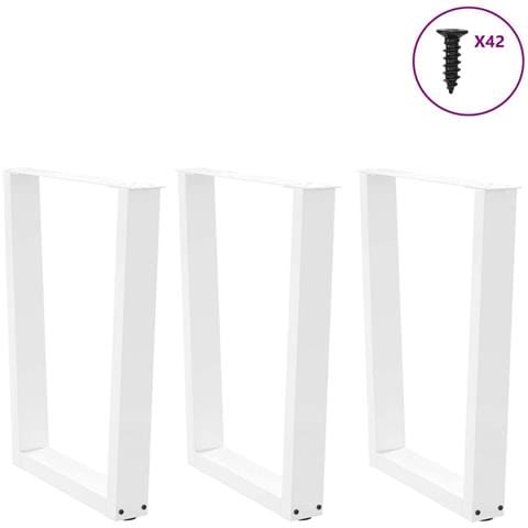 Gambe Per Tavolo Pranzo A V 3 Pz Bianco 70x(72-73,3)cm Acciaio - Foto 3