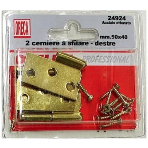 Oreca - 2 Cerniere A Sfilare Destre 50x40mm Ferro Ottonato - Foto 1