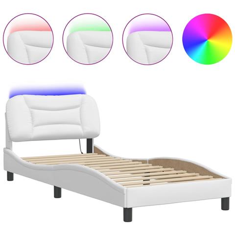 Lusso Casadino - Giroletto Con Led Senza Materasso Hvar Bianco 90x200 Cm - Foto 1