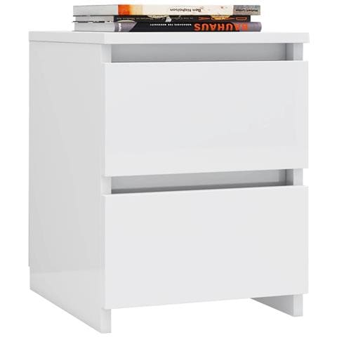 Comodino Bianco Lucido 30x30x40 Cm In Legno Multistrato - Foto 2