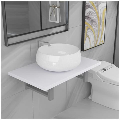 Set Mobili Da Bagno 2 Pz Ceramica Bianco - Foto 8