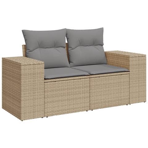 Lusso Casadino -  Divano Da Giardino Con Cuscini A 2 Posti Beige In Polyrattan - Foto 1
