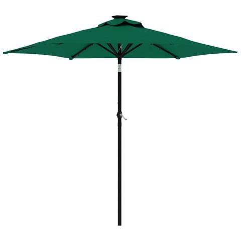 Ombrellone Giardino Con Led Palo Acciaio Verde 225x225x212 Cm - Foto 1