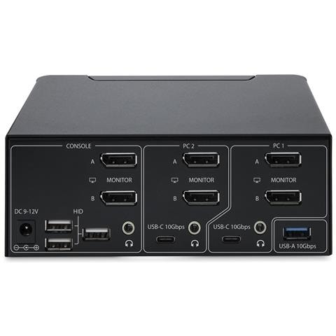 KVM Switch DisplayPort a 2 porte per doppio monitor, 8K 60Hz / 4K 144Hz, DP 1.4, 2x USB 10Gbps, 4x USB HID, commutazione con tasti di scelta rapida, TAA - Foto 2