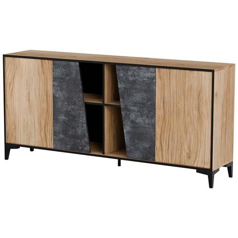 Cassettiera 4D OVO 180x38xH83 rovere /calcestruzzo - Foto 1