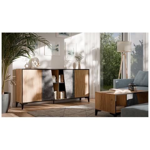 Cassettiera 4D OVO 180x38xH83 rovere /calcestruzzo - Foto 3