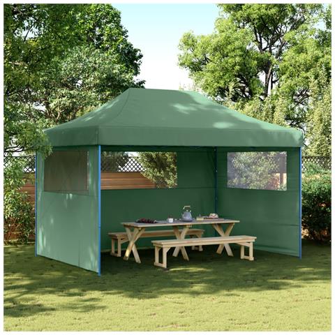 Tendone per Feste Pieghevole Pop-Up con 3 Pareti Verde - Foto 2