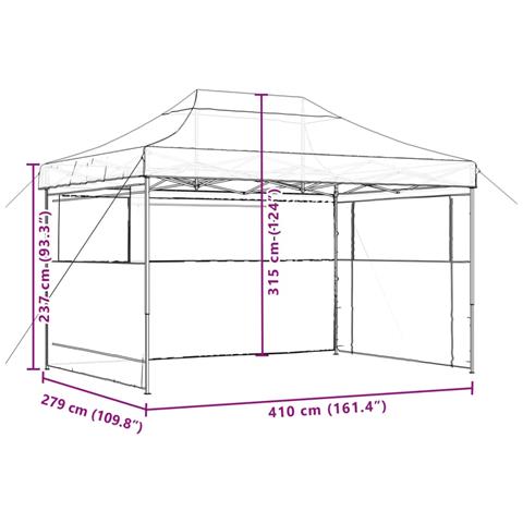 Tendone per Feste Pieghevole Pop-Up con 3 Pareti Verde - Foto 9