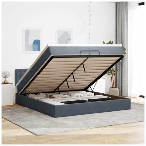 Struttura Letto Pouf con Materasso 200x200 cm in Velluto - Foto 2