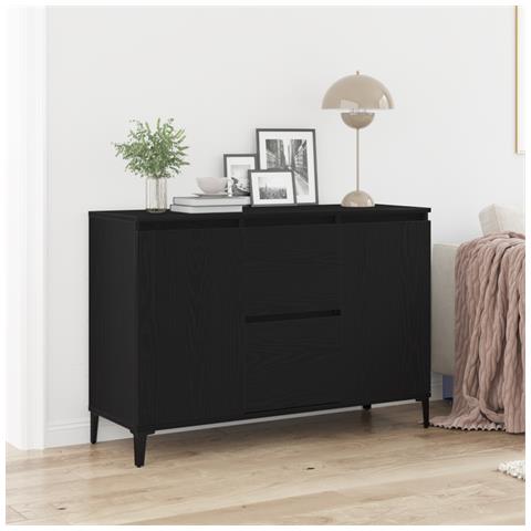 Credenza Nera in Rovere 104x35x70 cm in Legno Ingegnerizzato - Foto 2