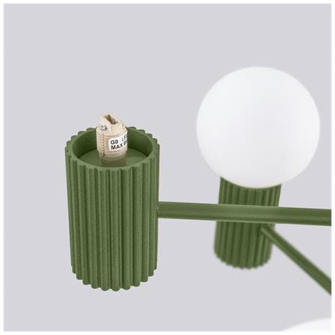 Lampadario Halo 6 Verde Oliva Sl. 1832 - Moderno Lampadario Verde Oliva 230x64x64 Cm - Foto 8