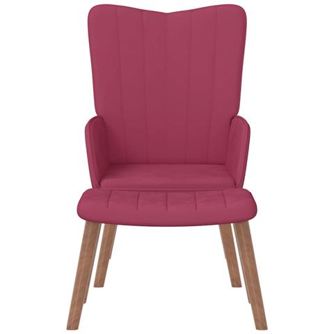 Poltrona Relax Con Poggiapiedi Rosso Vino In Velluto - Foto 2