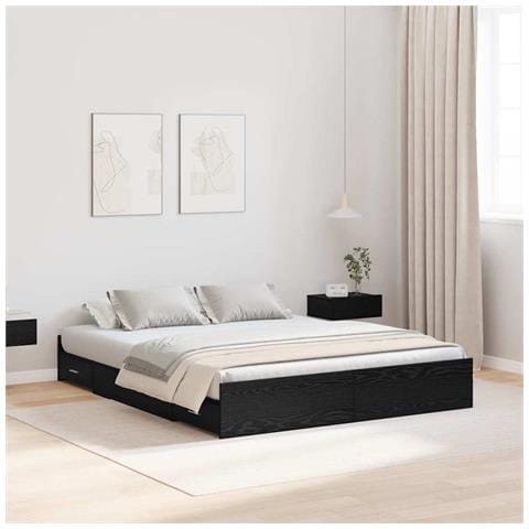 Struttura letto con contenitore Rovere nero 160 x 200 cm - Foto 2