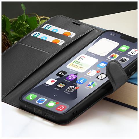 Custodia A Portafoglio Per Iphone 13 Pro Max Con Supporto E Linguetta Magnetica, Nero - Foto 5