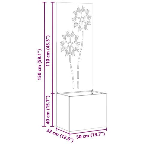 Vaso da Giardino con Pannello Decorativo Argento 50 x 140 cm - Foto 7