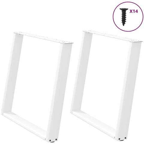 Gambe per tavolo da pranzo a forma di U 2 pz bianche 100x(72-73) cm in acciaio - Foto 1