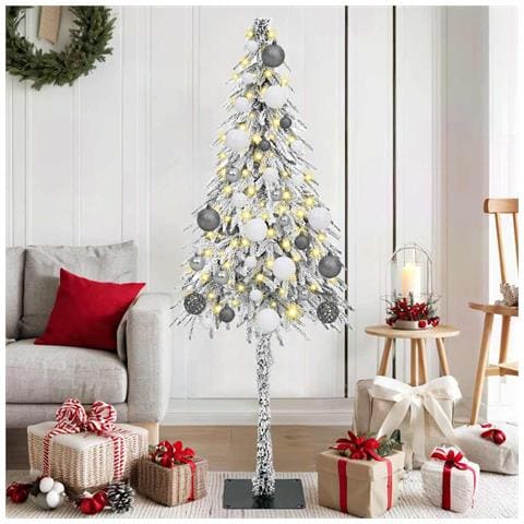Albero di Natale con luci a strisce a LED Bianco 150 cm PE - Foto 2