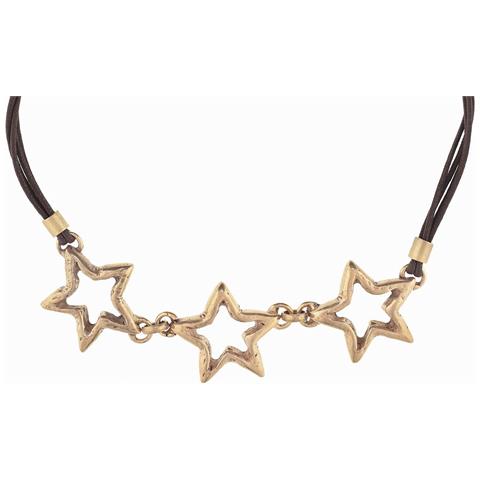 Collana Con Tripla Stella Marrone E Oro - Foto 2