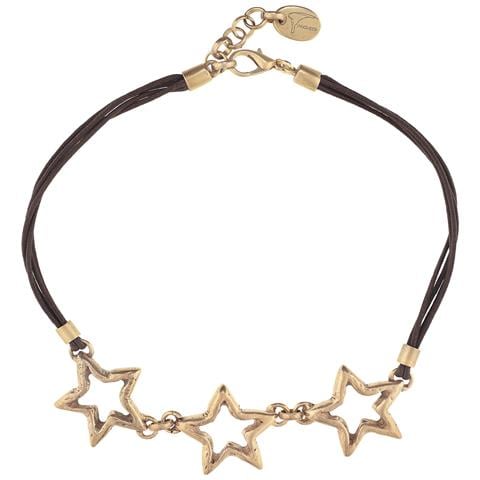 Collana Con Tripla Stella Marrone E Oro - Foto 1