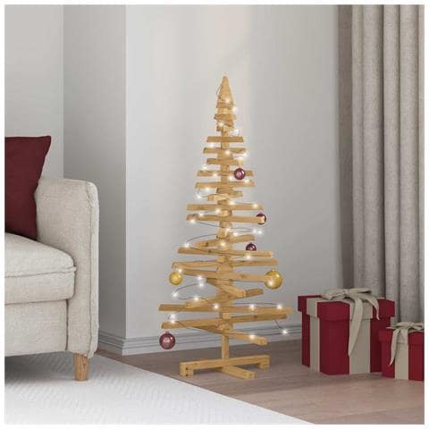 Albero di Natale in legno Marrone 120 cm Legno di pino massello - Foto 2