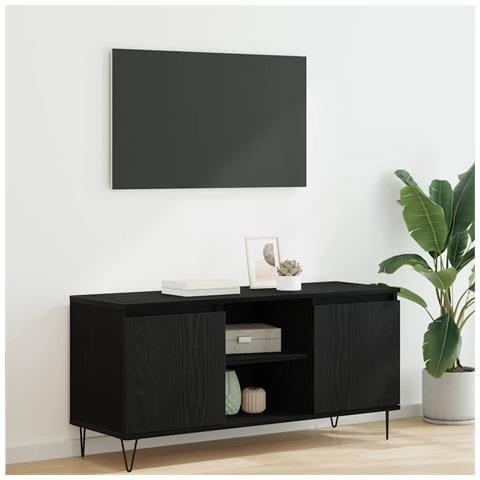 Mobile TV Rovere Nero 104 x 35 x 50 cm Legno multistrato - Foto 2