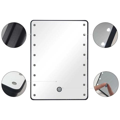 Specchio Da Trucco Led Con Supporto - Tocco Dimmerabile, 3 Modalità Di Illuminazione, 255x185mm Black - Foto 2