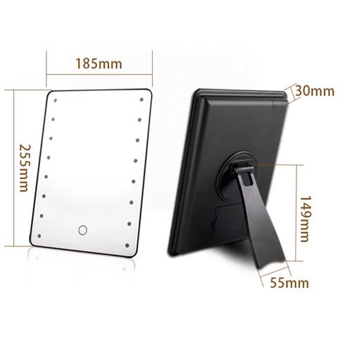 Specchio Da Trucco Led Con Supporto - Tocco Dimmerabile, 3 Modalità Di Illuminazione, 255x185mm Black - Foto 7