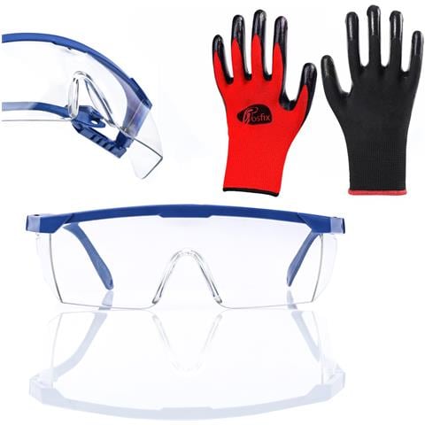 Occhiali Protettivi Trasparenti E Guanti Da Lavoro L / 10 - Protezione E Comfort | Materiale Resistente | Certificazione En-166 - Foto 1