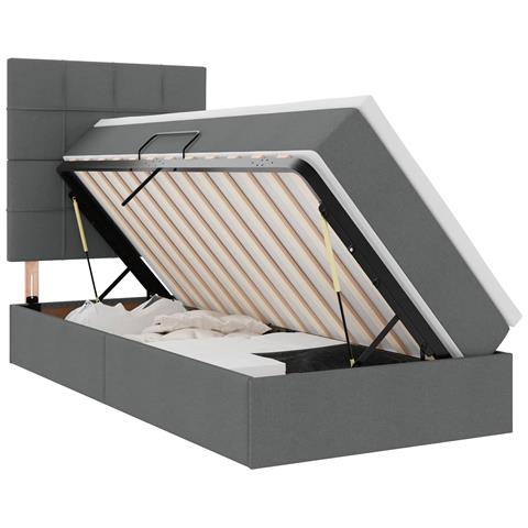 Letto con contenitore e materasso Grigio scuro 100 x 200 cm - Foto 1