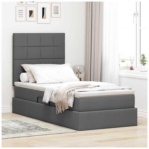 Letto con contenitore e materasso Grigio scuro 100 x 200 cm - Foto 2