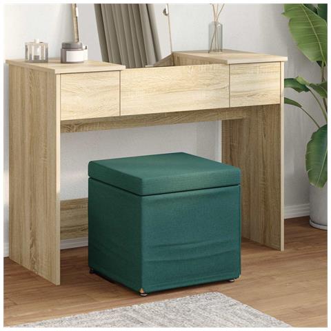 Pouf Verde Scuro 41 x 41 x 40 cm Tessuto e Legno Ingegnerizzato - Foto 2