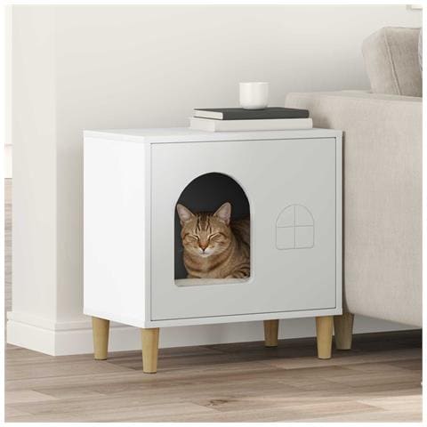 Casa per Gatti Bianco 51 x 30 x 52 cm Legno multistrato - Foto 2